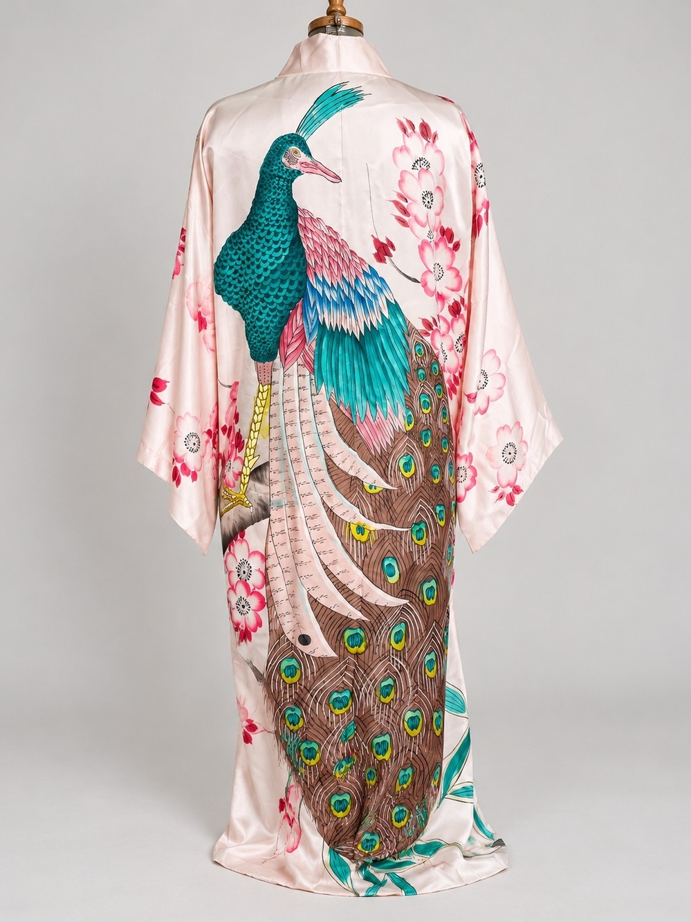 Occupied Japan CPO Silk Peacock Kimono Robe WWII/Korean War Era GI Souvenir